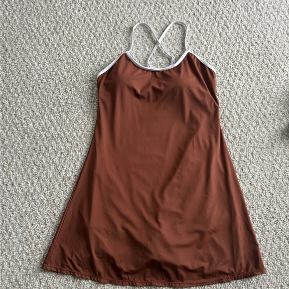 Daci Other - Women's Rust Brown One-Piece Swim Dress with White Trim